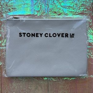 🆕 Stoney Clover Lane Storm Gray Vegan Faux Leather Flat Pouch
